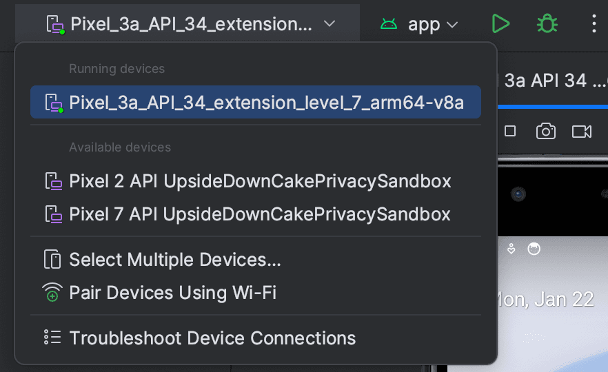 Running the app on the emulator