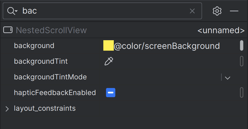 Choose @color/screenBackground