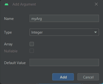 Add Argument dialog