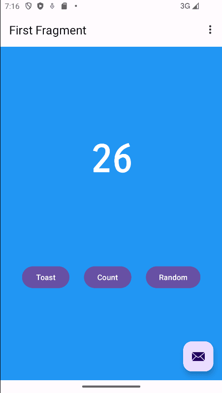 The app display a random number in the new activity