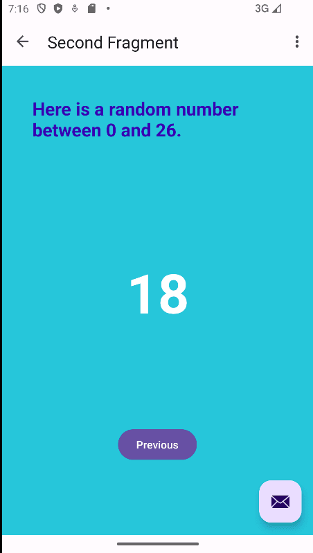 The app display a random number in the new activity