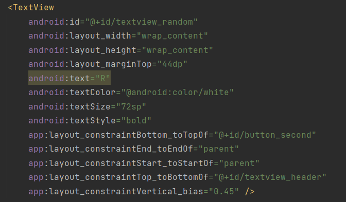 XML code for the TextView