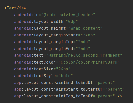 XML code for the TextView